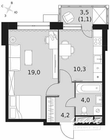 1-к квартира, 38.6 м², этаж 8/22 Москва - изображение 2