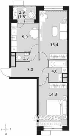 2-к квартира, 52.4 м², этаж 8/22 Москва - изображение 2