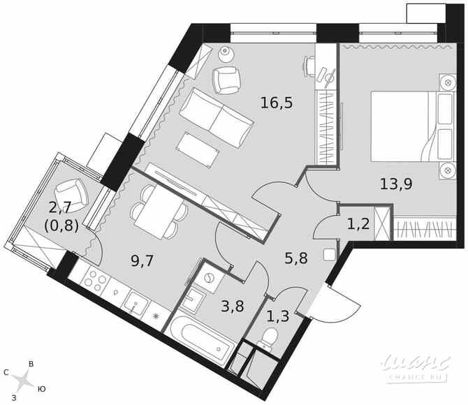 2-к квартира, 54.4 м², этаж 6/22 Москва - изображение 2