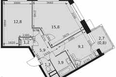 2-к квартира, 52.1 м², этаж 6/22