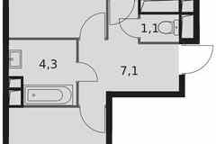 2-к квартира, 58.3 м², этаж 8/22