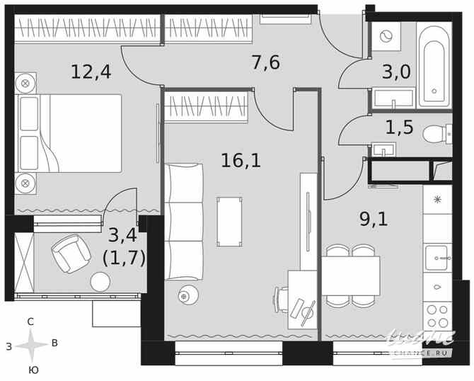 2-к квартира, 51.4 м², этаж 7/22 Москва - изображение 2