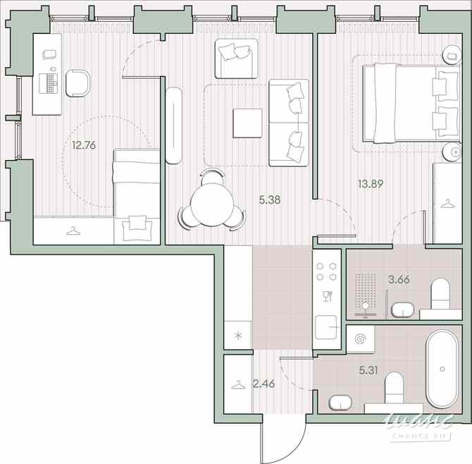 2-к квартира, 57.69 м², этаж 8/12 Москва - изображение 1