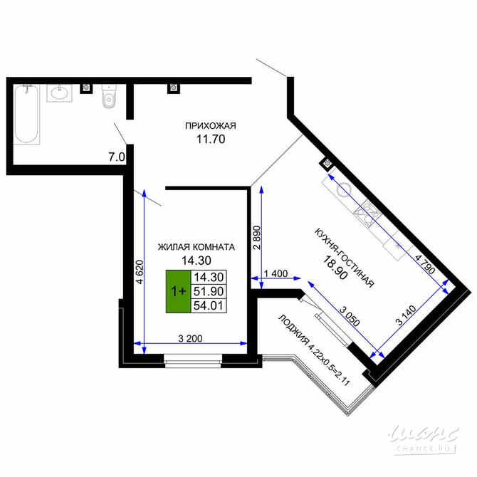 1-к квартира, 55.8 м², этаж 1/12 Краснодар - изображение 3