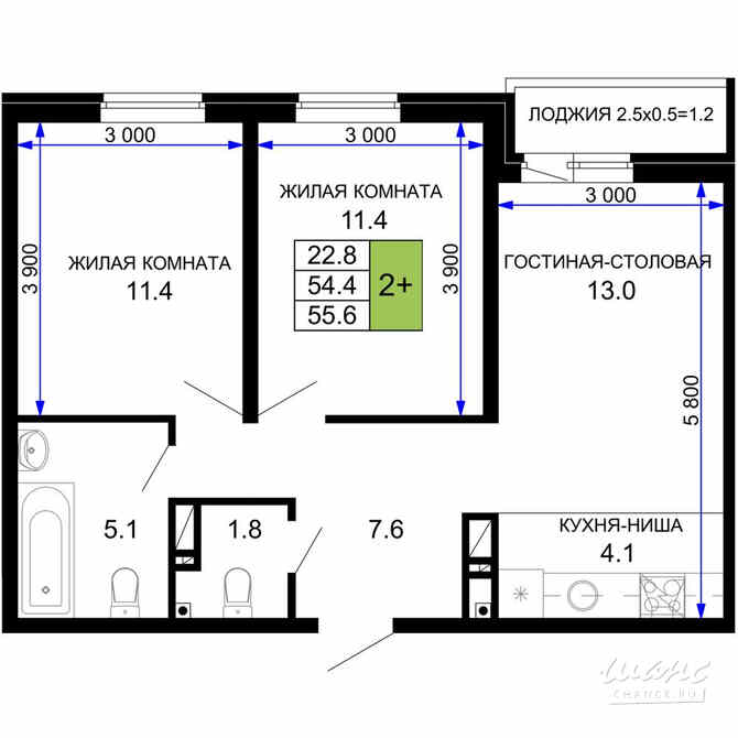 2-к квартира, 56.65 м², этаж 14/16 Краснодар - изображение 3