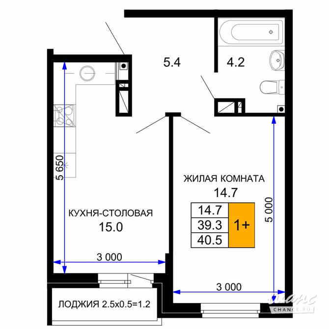 1-к квартира, 40.5 м², этаж 16/16 Краснодар - изображение 3