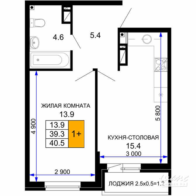 1-к квартира, 40.5 м², этаж 16/16 Краснодар - изображение 3
