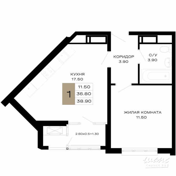 1-к квартира, 38.9 м², этаж 15/23 Краснодар - изображение 3