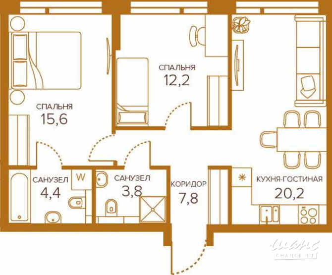 2-к квартира, 64 м², этаж 8/13 Москва - изображение 2
