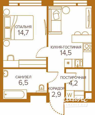 1-к квартира, 42.8 м², этаж 8/13 Москва - изображение 2