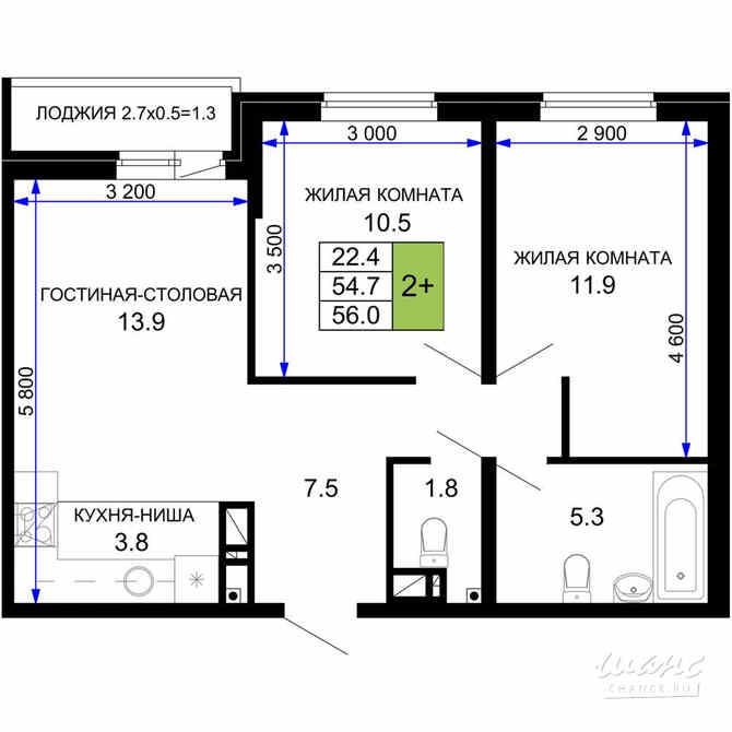 2-к квартира, 58.15 м², этаж 12/16 Краснодар - изображение 3
