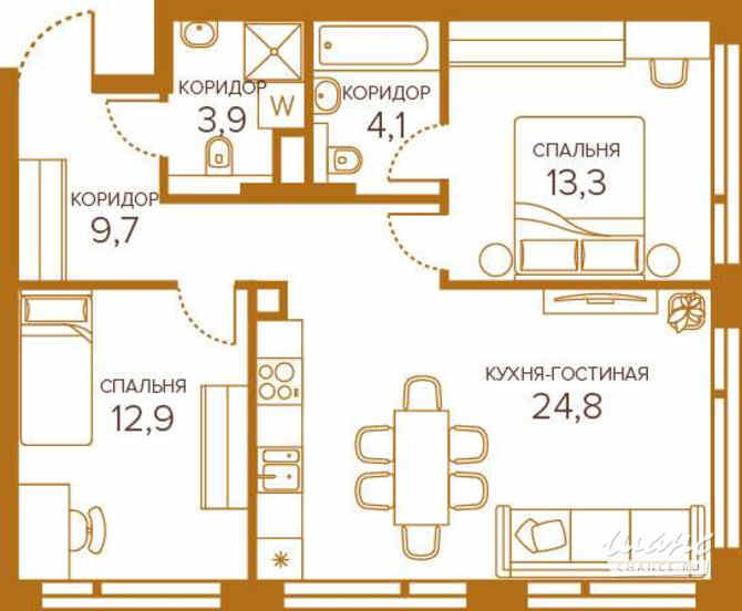 2-к квартира, 68.7 м², этаж 6/13 Москва - изображение 2