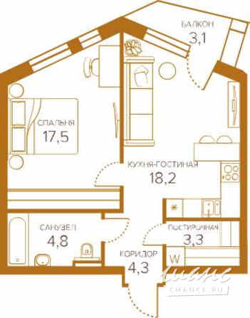 1-к квартира, 49.56 м², этаж 7/8 Москва - изображение 2