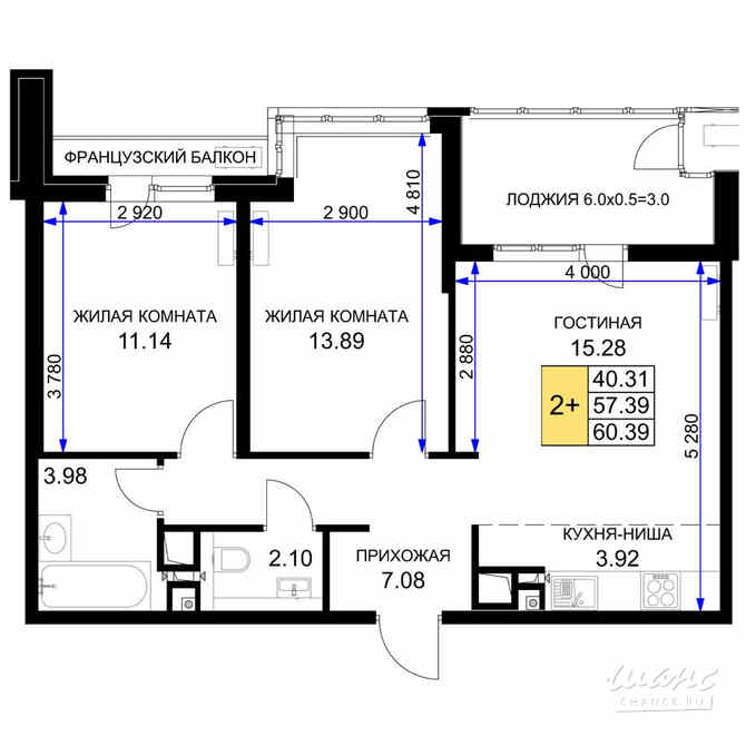 2-к квартира, 59.6 м², этаж 14/16 Краснодар - изображение 3