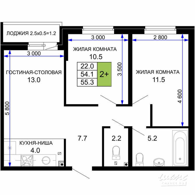 2-к квартира, 56.55 м², этаж 2/16 Краснодар - изображение 3