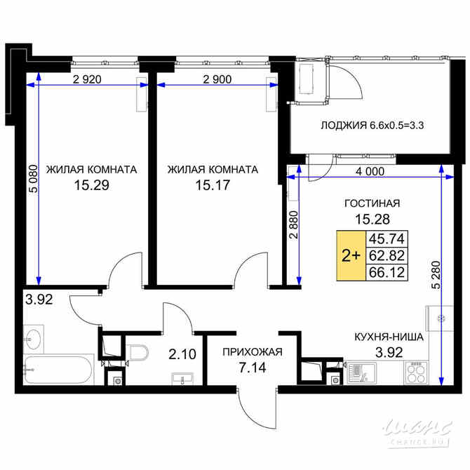 2-к квартира, 64.15 м², этаж 16/16 Краснодар - изображение 3