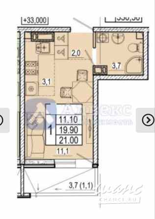 1-к квартира, 21 м², этаж 4/18 - изображение 1