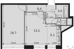 2-к квартира, 45.5 м², этаж 10/21