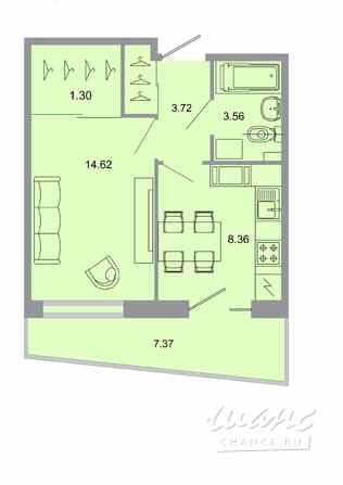 1-к квартира, 32.9 м², этаж 12/15 Бугры - изображение 1