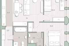 2-к квартира, 57.4 м², этаж 3/13