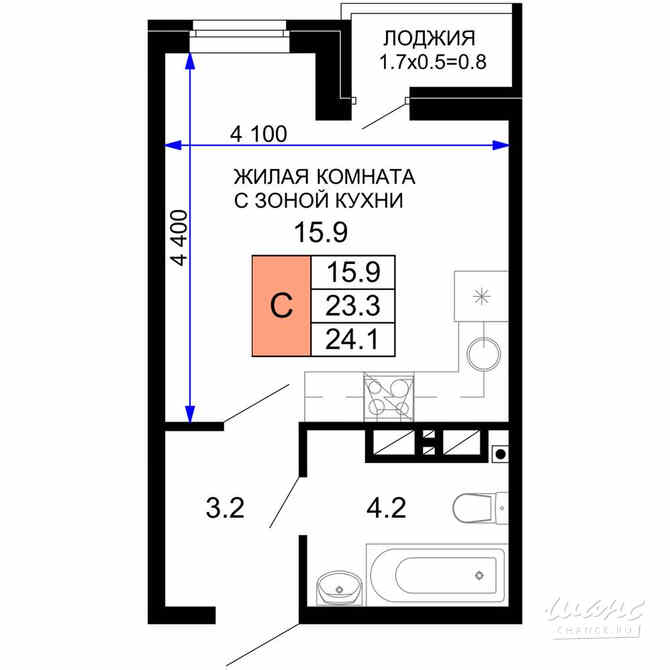 1-к квартира, 24.1 м², этаж 11/16 Краснодар - изображение 3