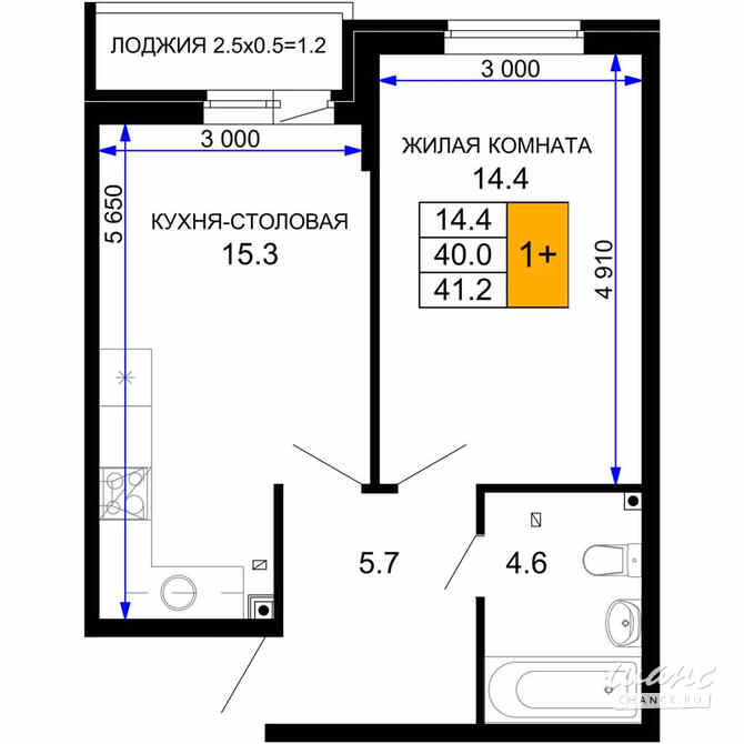 1-к квартира, 41.95 м², этаж 2/16 Краснодар - изображение 3