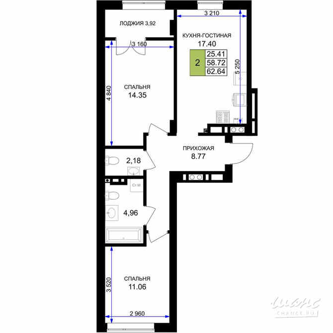 2-к квартира, 62.64 м², этаж 2/7 Гурьевск - изображение 3