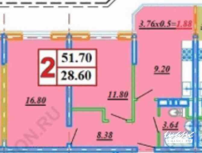2-к квартира, 52 м², этаж 8/15 Анапа - изображение 3