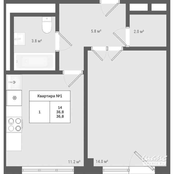 1-к квартира, 36.8 м², этаж 1/4 Троицк - изображение 3