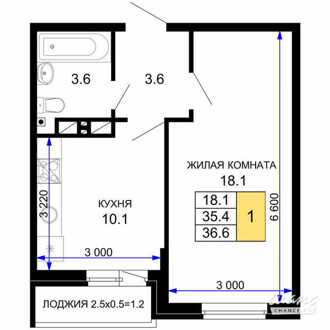 1-к квартира, 37.7 м², этаж 13/16 Краснодар - изображение 3