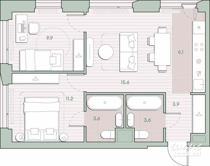 2-к квартира, 53.9 м², этаж 13/27 Москва - изображение 1