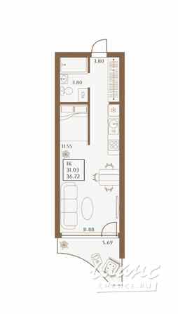1-к квартира, 36.72 м², этаж 2/19  - изображение 3