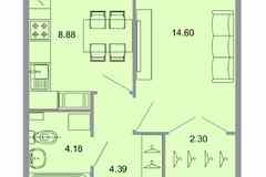 1-к квартира, 34.8 м², этаж 15/15