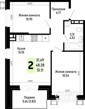 2-к квартира, 51.11 м², этаж 4/4 Анапа - изображение 3