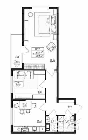 2-к квартира, 63.11 м², этаж 4/4 Выборг - изображение 3