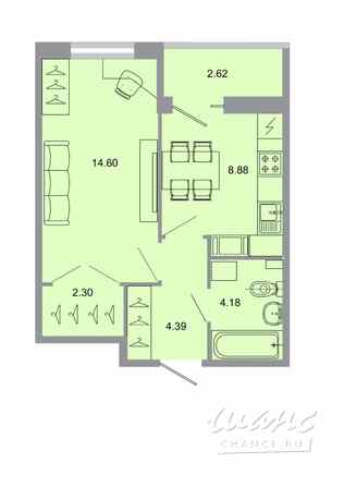 1-к квартира, 34.9 м², этаж 15/15 Бугры - изображение 1