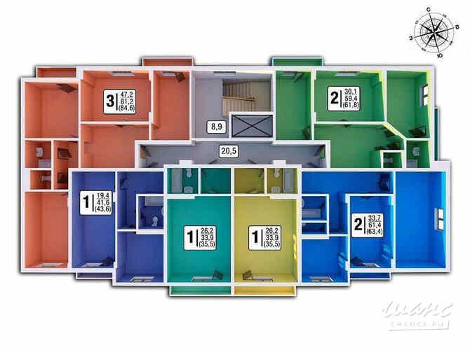 3-к квартира, 84.9 м², этаж 9/9 Краснодар - изображение 1