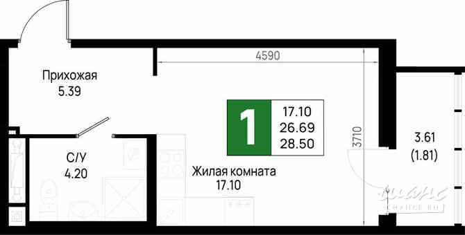 1-к квартира, 28.5 м², этаж 15/22 Всеволожск - изображение 3