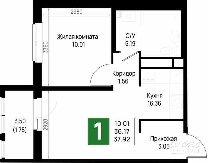 1-к квартира, 37.92 м², этаж 11/22 Всеволожск - изображение 3