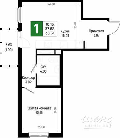 1-к квартира, 38.61 м², этаж 18/22 Всеволожск - изображение 3
