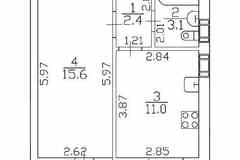1-к квартира, 32.1 м², этаж 6/9