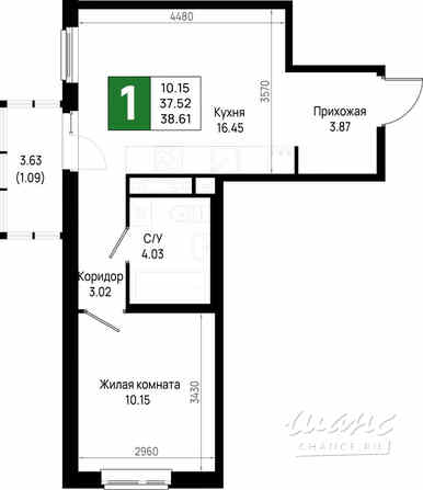 1-к квартира, 38.61 м², этаж 13/22 Всеволожск - изображение 3