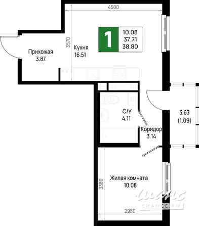 1-к квартира, 38.8 м², этаж 10/22 Всеволожск - изображение 3