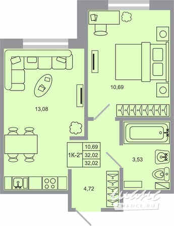 1-к квартира, 32.02 м², этаж 1/20 Бугры - изображение 1