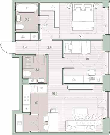 2-к квартира, 61.3 м², этаж 13/27 Москва - изображение 1