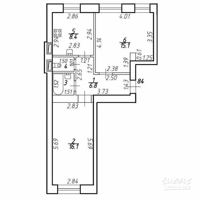 2-к квартира, 50.2 м², этаж 3/9 Санкт-Петербург - изображение 1