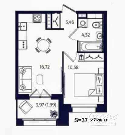 1-к квартира, 37.27 м², этаж 3/4 Зеленогорск - изображение 3