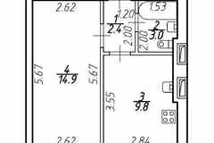 1-к квартира, 30.1 м², этаж 1/9