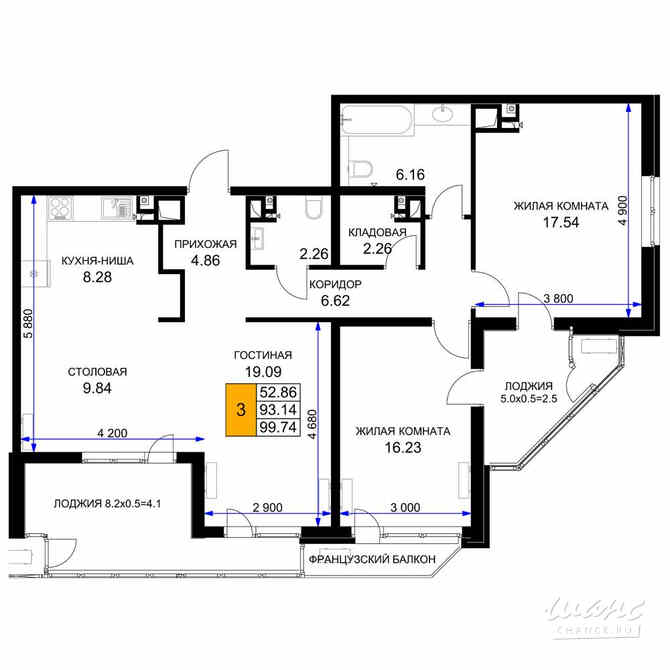 3-к квартира, 96.45 м², этаж 16/16 Краснодар - изображение 3