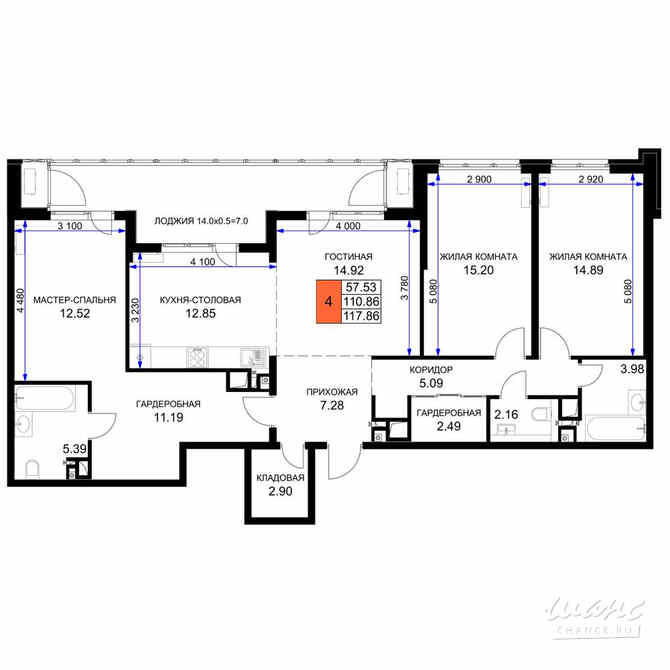 4-к квартира, 119.8 м², этаж 16/16 Краснодар - изображение 3